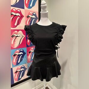 Elegant Black Ruffle Skirt Set
